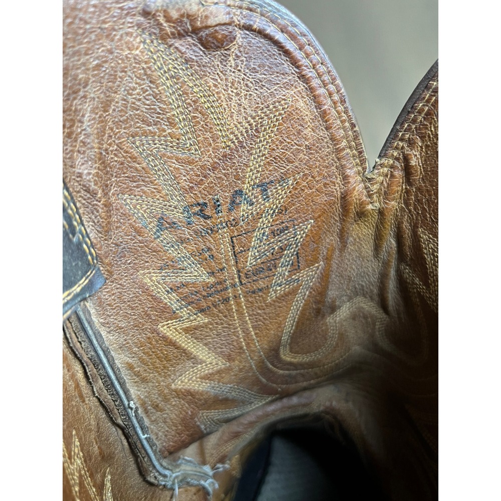 Ariat Heritage Brown Leather Western Cowboy Boots Mens Round‎ Toe - Picture 16 of 16